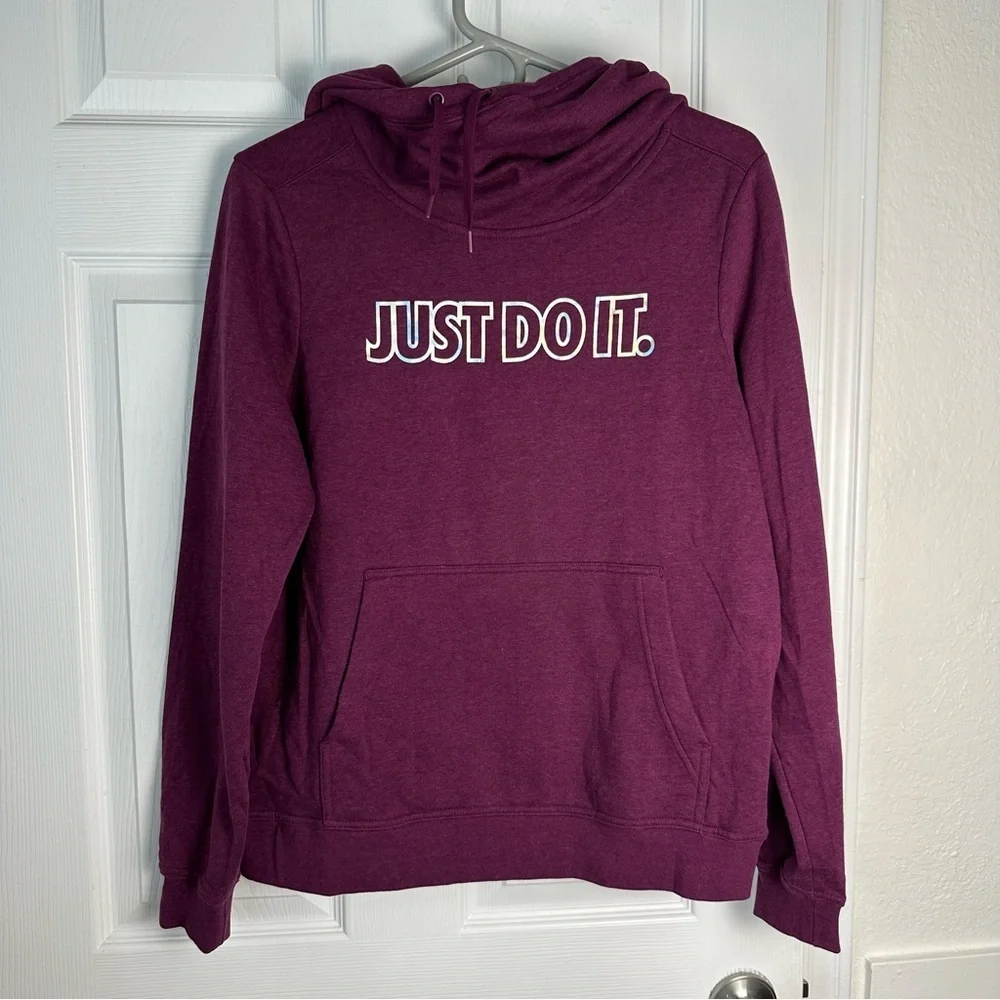 Nike Purple Hoodie “Just Do It” Silver Logo Size M